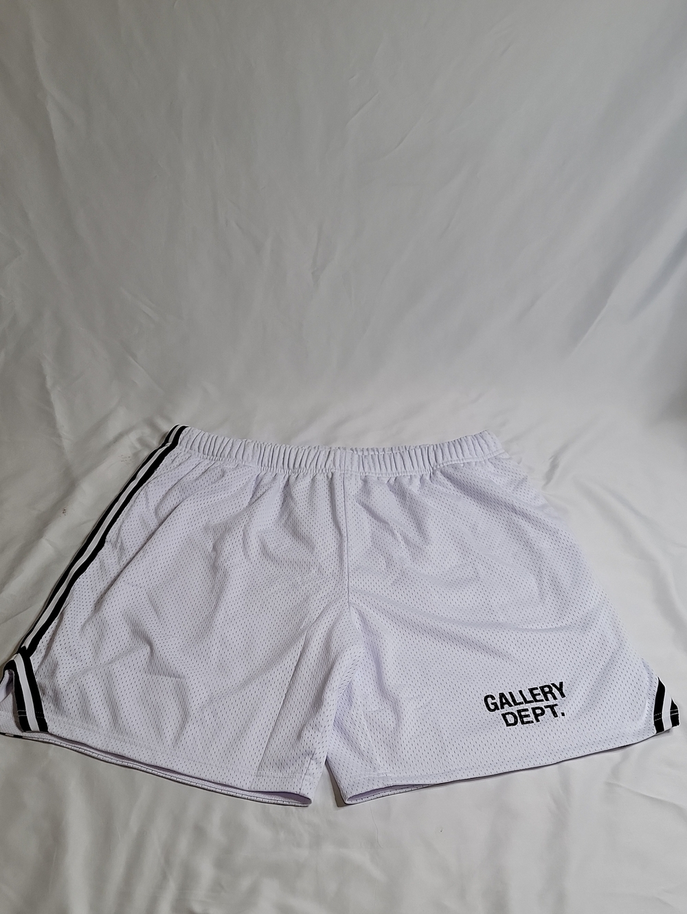 Gallery Dept Venice Court White Mesh Shorts with Black Stripe Trim